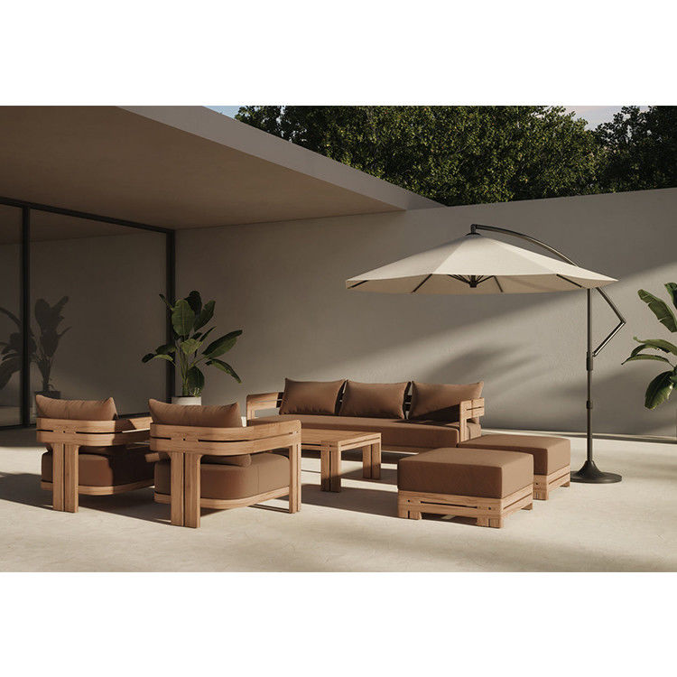 Sofá de salão de madeira de teca natural moderno e elegante