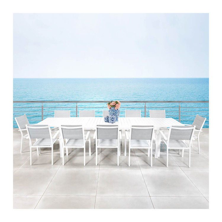 Conjunto de refeições de alumínio de estilo moderno com 12 lugares e mesa de jantar extensiva