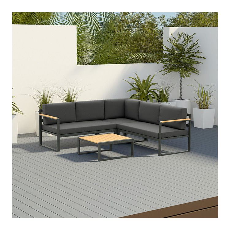 Conjunto de mobiliário de metal para jardim Sofá de canto Lounge Design moderno Madeira