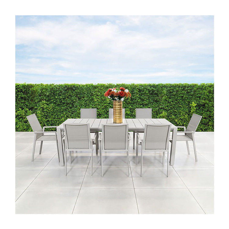 8 pessoas Restaurante Mesa e cadeira com moldura de metal de alumínio em design moderno