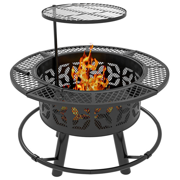 aquecimento exterior portátil aço redondo fogão a lenha carvão de madeira churrasco churrasqueira Kit de queima fogão