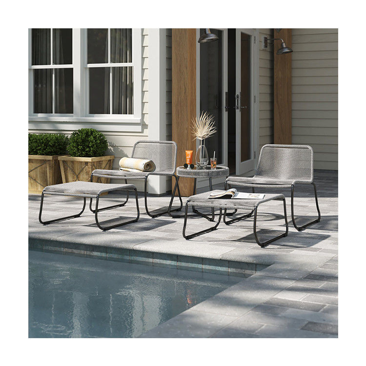 Conjunto de jardim de design minimalista com 2 lugares para sentar Mobiliário exterior Lounge Conjunto para jardim à beira da piscina