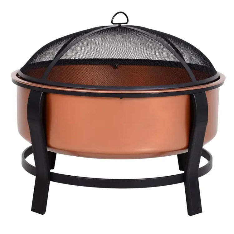 Logotipo personalizado Modern Outdoor Portable Copper-Colored Round Metal Wood Burning Firepit