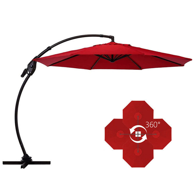 Área de jardim de pátio de alumínio curvo Cantilever S forma banana guarda-chuva guarda-chuvas com base
