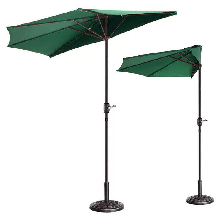 Bistro Jardim ao ar livre Patio Crank Hand Lift guarda-chuva 9*4.5*7.87 FT Semi-redonda sombra de sol