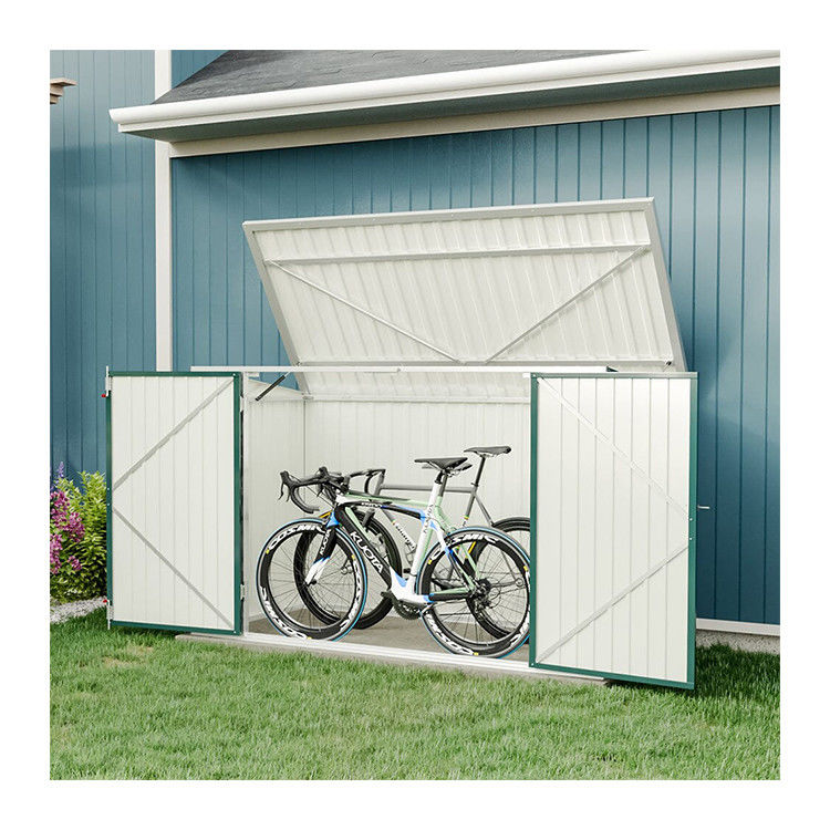 Shed de armazenamento do Countyard AJUNION 7ft Steel Metal Bike Shed com porta fechável e ventilação