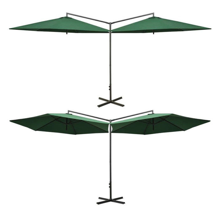 Tecido Metálico Restaurante ao ar livre Hotel Patio Café Jardim Impermeável Banana Suspensa Double Parasol Guarda-sol