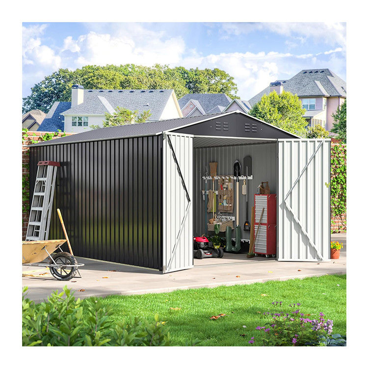 Armazém de jardim de metal à prova d'água 8 x 12 FT com 4 aberturas e design durável da AJUNION