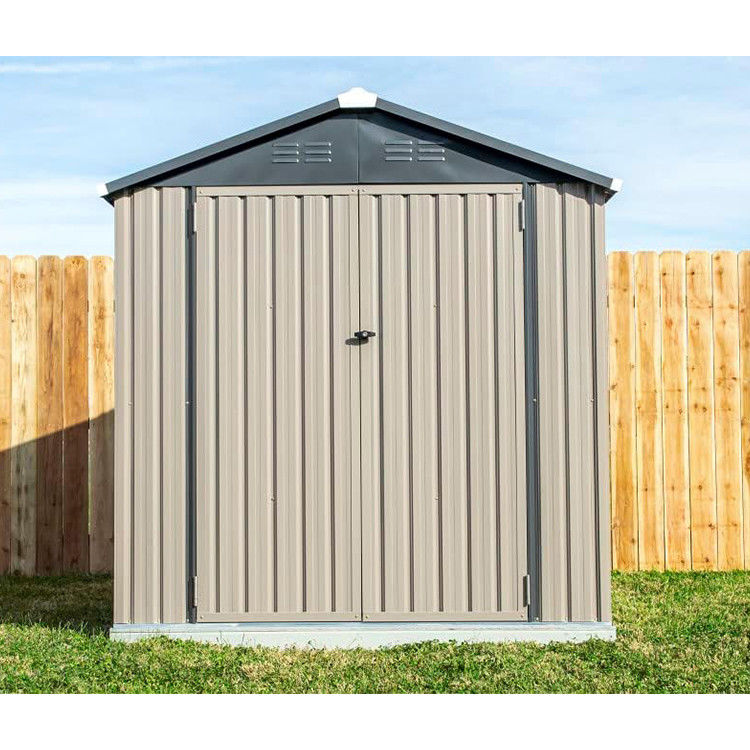 Cadeira de armazenamento de aço para quintal AJUNION 6x4 Casa de ferramentas galvanizadas ao ar livre