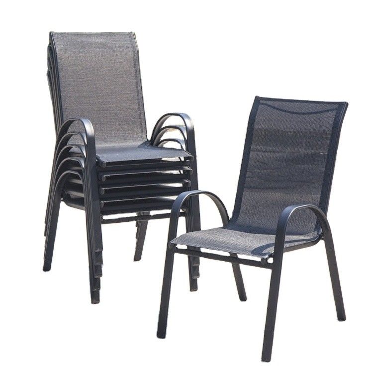 Mobiliário de lazer para o exterior Cadeira de metal Teslin Mesh para jardim Balcão Patio Café
