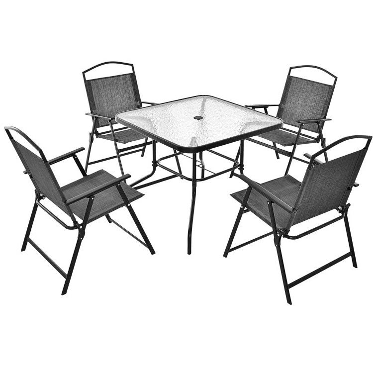 Cartão de embalagem Quadrado Mesa de jantar e cadeira Teslin Conjunto para jardim ao ar livre Café Restaurante