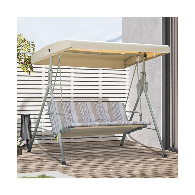 Moderno Design AJUNION 3 lugares Estrutura de metal exterior Patio Balanços Sofá Swing Cama Cadeira