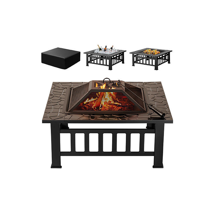 30 libras de metal quadrado fogão de mesa 32 polegadas de madeira queima grelha de churrasco para jardim de campismo