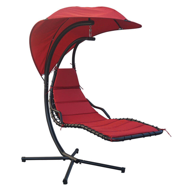 Atualize o seu pátio moderno de metal Stand hamaca cadeira de balanço com almofada e cobertura solar