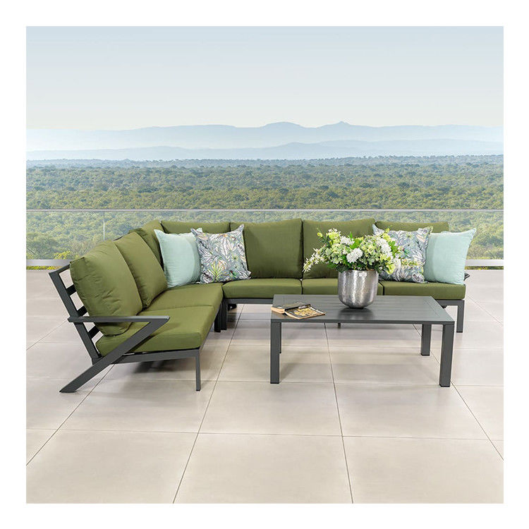 AJUNION Quadro de Alumínio Sofá de Esquina Exterior Set Lounge Set Mobiliário de Jardim Seccional