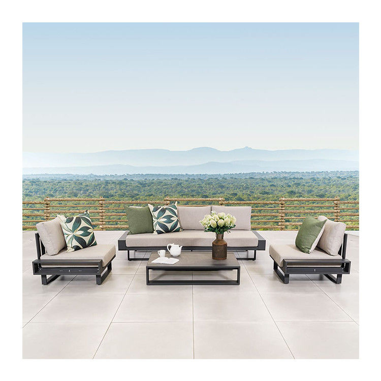 AJUNION Conjunto de sofás de luxo de alumínio Mobiliário com mesa de café Tamanho L 120 x W80 x H26cm