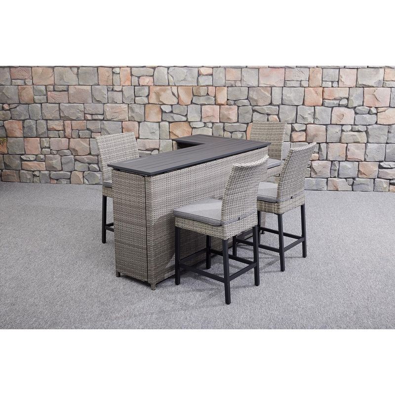 PE Wicker Rattan Outdoor High Bar Chair e Set de Mesa para Mobiliário de Jantar Moderno