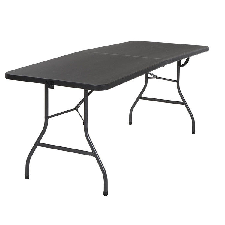 Tabela dobrável de plástico preto 6ft moldado para banquete exterior interior piquenique quadro de ferro