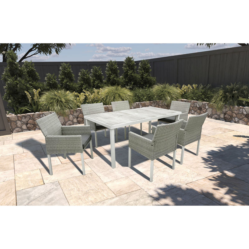 Embalagem de correio Y 7 peças Mobiliário de jardim Mesa e cadeiras Conjunto com Wicker Rattan PE