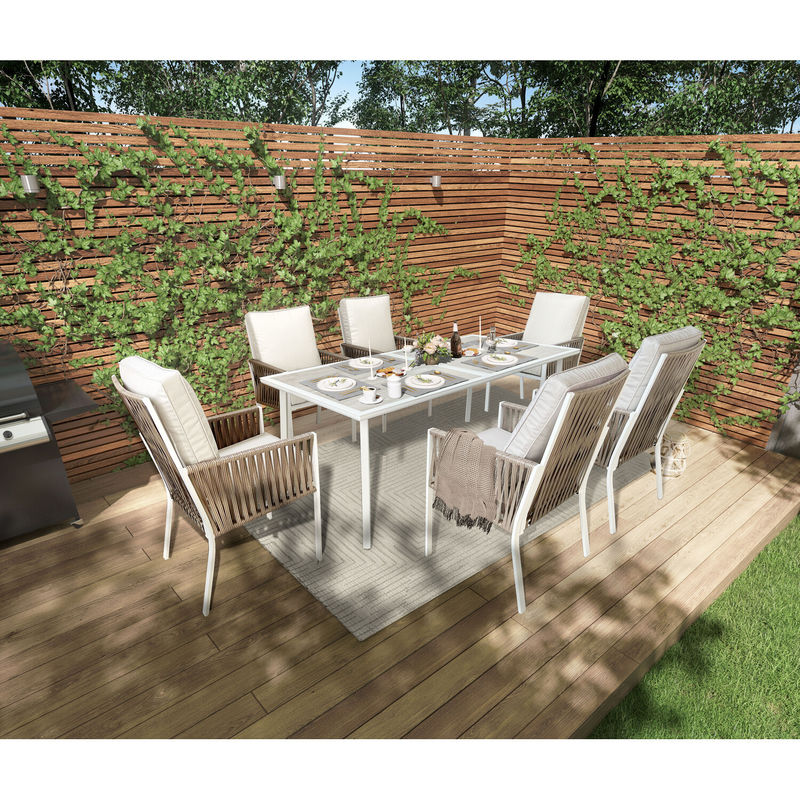 Modern Outdoor Table and Chairs Set for Restaurant Dining AJUNION Alumínio Dining