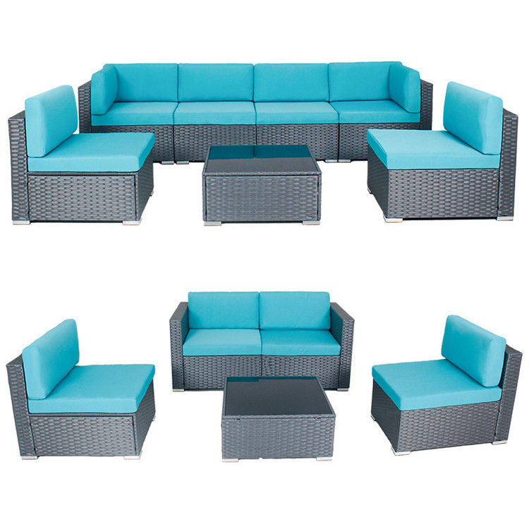Outdoor Indoor Patio Garden Balcão Piscina Mobiliário Rattan Tecido Set Modular Seccional