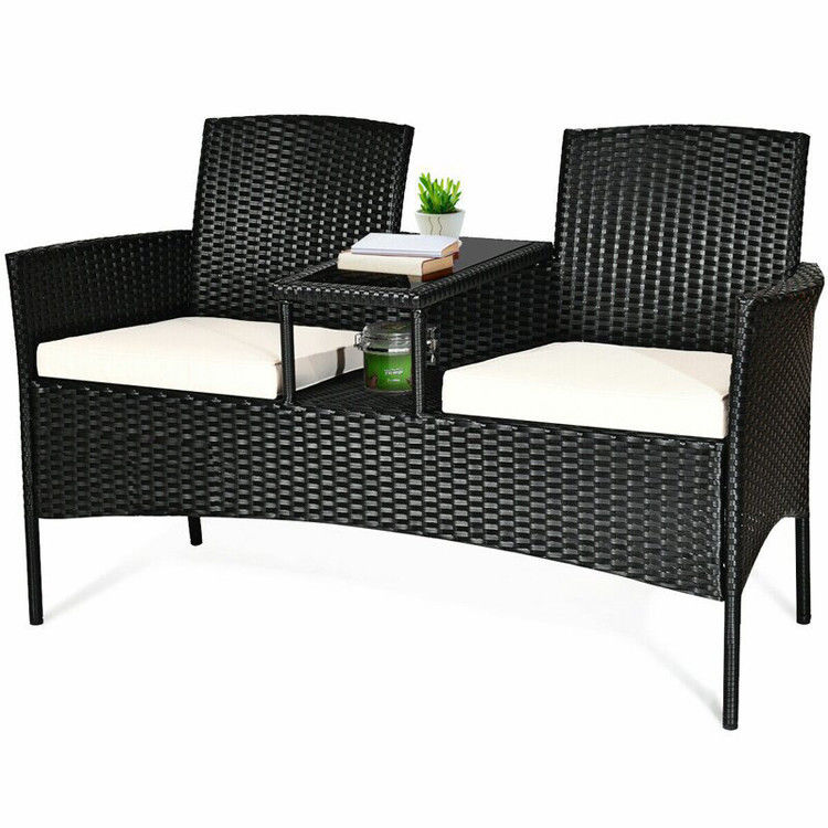 Jardim ao ar livre café acampamento pátio cadeira festa pe rattan vime loveseat conjunto