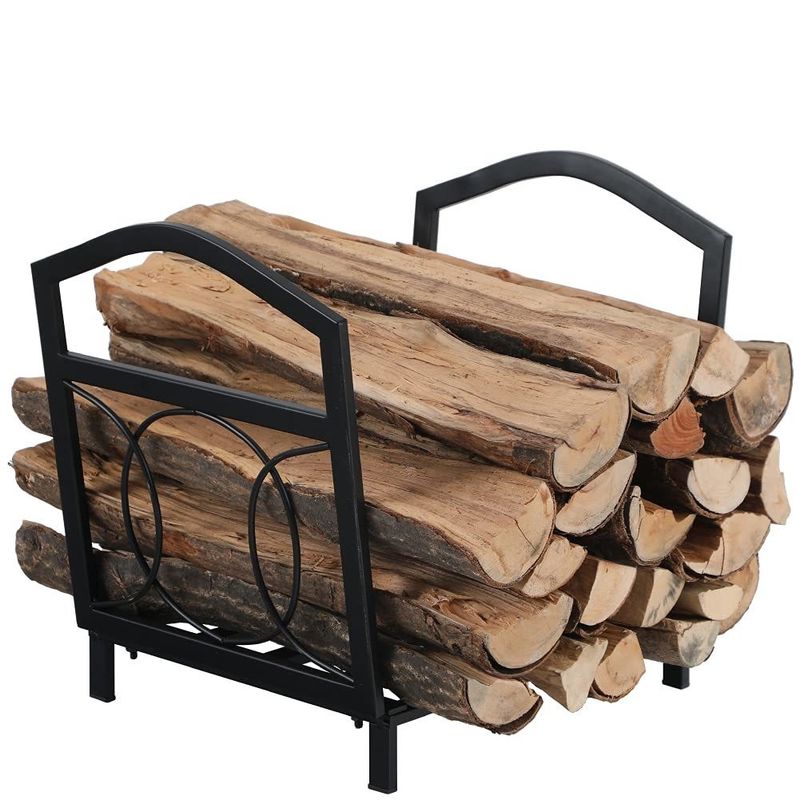 17"L X 13"W X 16"H Pequeno porta-madeira de madeira de aço exterior Caminha de armazenamento de madeira