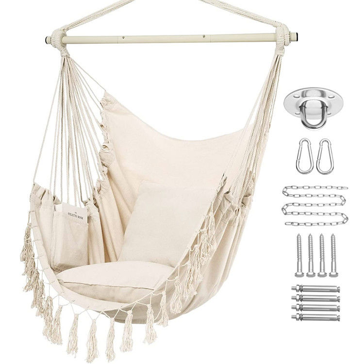 127*122*2,5cm Jardim ao ar livre Camping Patio dobrável Portátil Crianças de algodão corda pendurada Swing Hammock cadeira