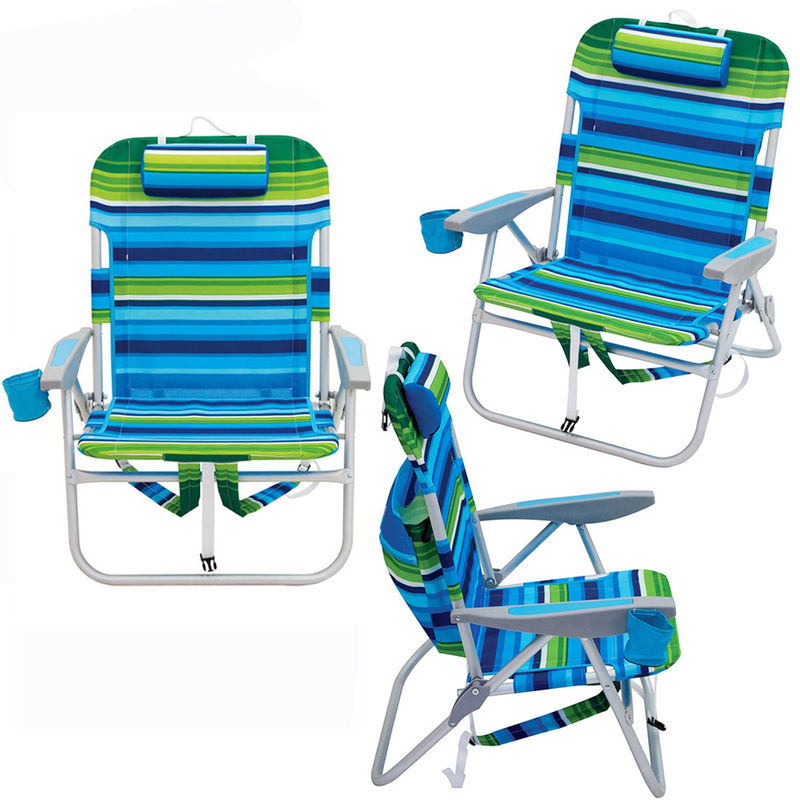 Cadeira de praia dobrável de alumínio com saco de armazenamento e estilo de design tradicional