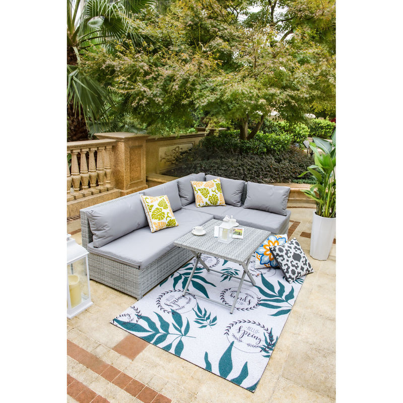 Transforme o seu pátio num retiro de luxo com o conjunto de sofá de jardim tecido AJUNION Wicker
