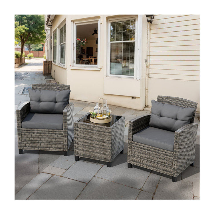 Set de Bistro ao ar livre cadeira de jardim de rotão 2 assentos Patio Set grupo com mesa de café da AJUNION