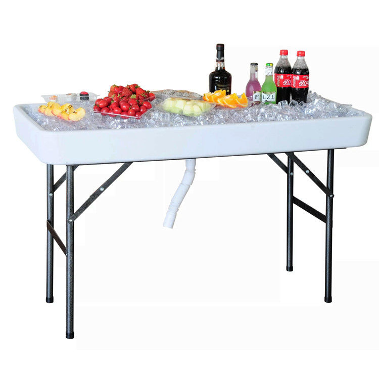 Tabela dobrável portátil para festa Hotel Camping Square HDPE Plástico Metal Frio Frio