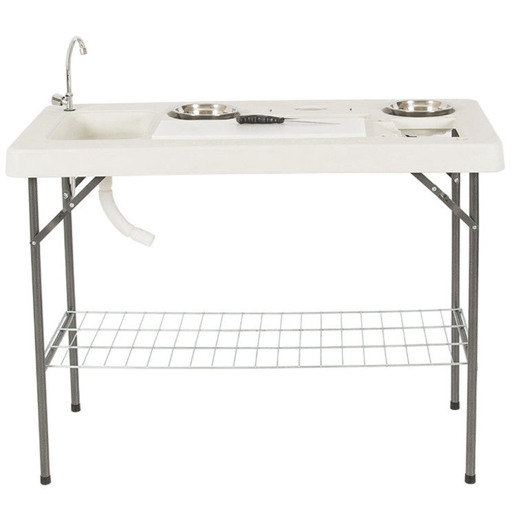 Mesa dobrável portátil de plástico para acampamento e jardinagem ao ar livre