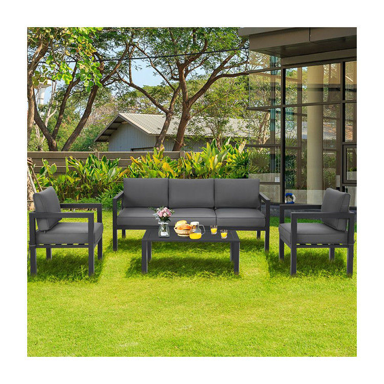 AJUNION 4 Peças Patio Mobiliário Assento Conjunto Alumínio Exterior para estilo de design moderno