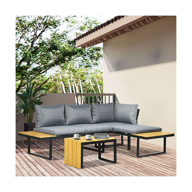 Conjunto de Sofá AJUNION Conjunto de Sofá de Esquina de Alumínio para Mobiliário de Jardim Modular
