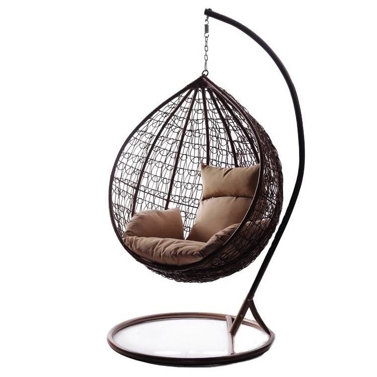 Balcão ao ar livre Jardim Sala de estar pendurado Swing Egg Chair com PE Wicker Rattan Design