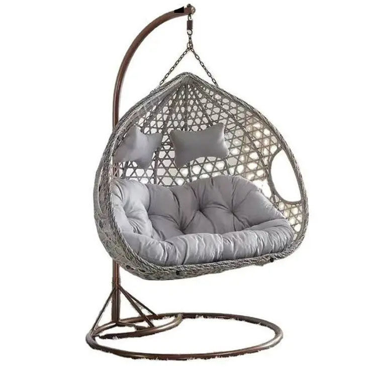 Balcão ao ar livre pátio jardim pátio Pe Rattan Wicker Egg Swing Chair com suporte