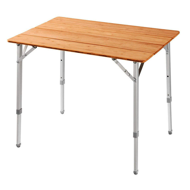 100*65cm Mesa de mesa de madeira de metal de bambu dobrável de piquenique Mesa de jantar para acampamento ao ar livre