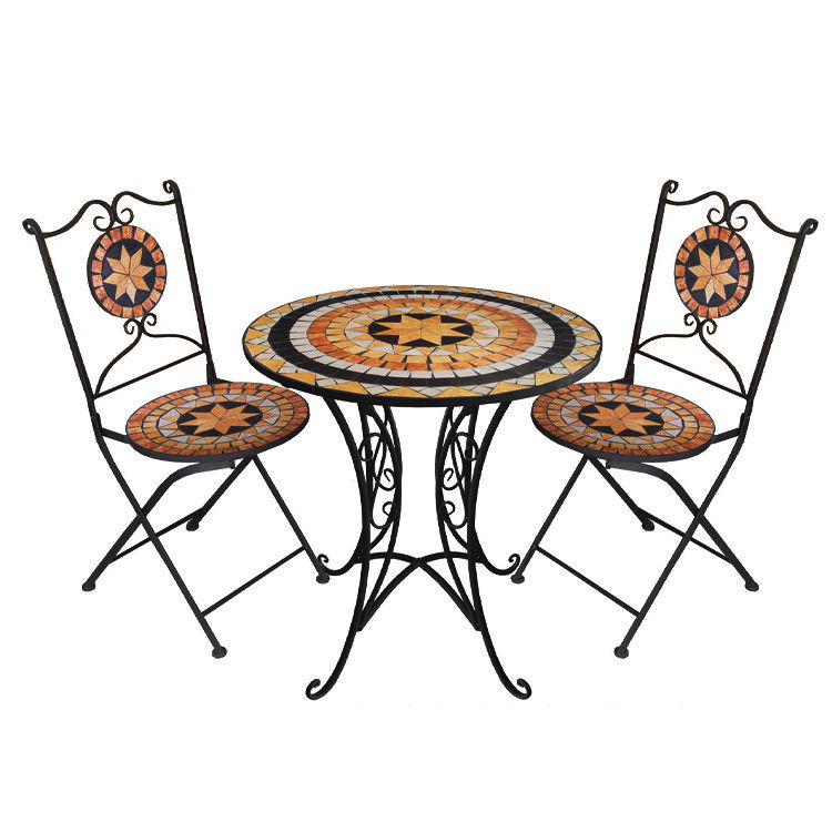 Patio exterior Jardim Bistro Quadro de ferro Antigo nórdico 2 lugares Mesa de jantar e cadeira