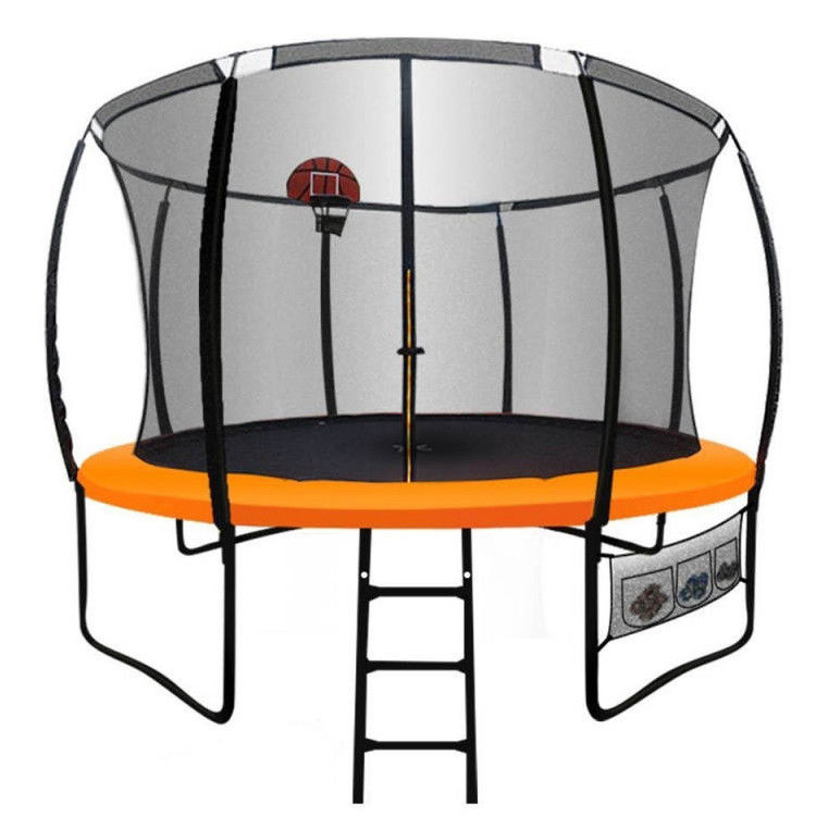 Jardim ao ar livre Crianças Crianças Fitness Salto de cama Trampolim com rede de segurança de gol de basquete
