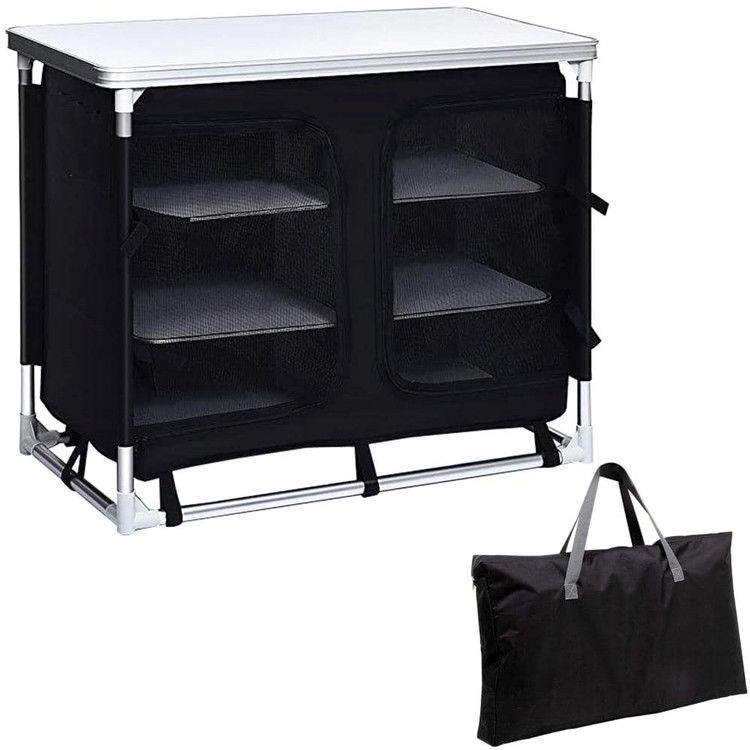 Jardim ao ar livre Patio Metal Picnic Armazenamento Organizador Gabinete Cozinha Acampamento Mesa de cozinha