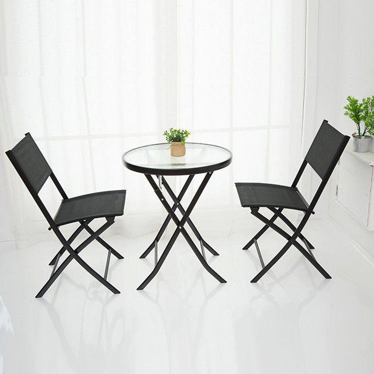Embroidery ou Impressão Metal Glass Patio Set de Jantar para Bistro ao Ar Livre Balcão Café
