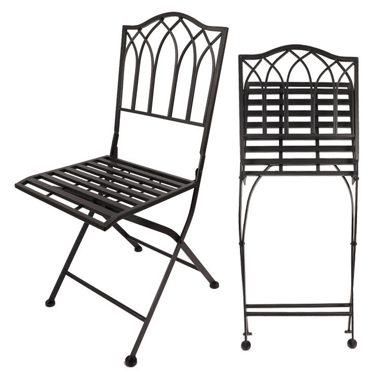 Outdoor Bistro Garden Cafe High Back White Forjado Ferro Metal cadeira dobrável para evento de casamento