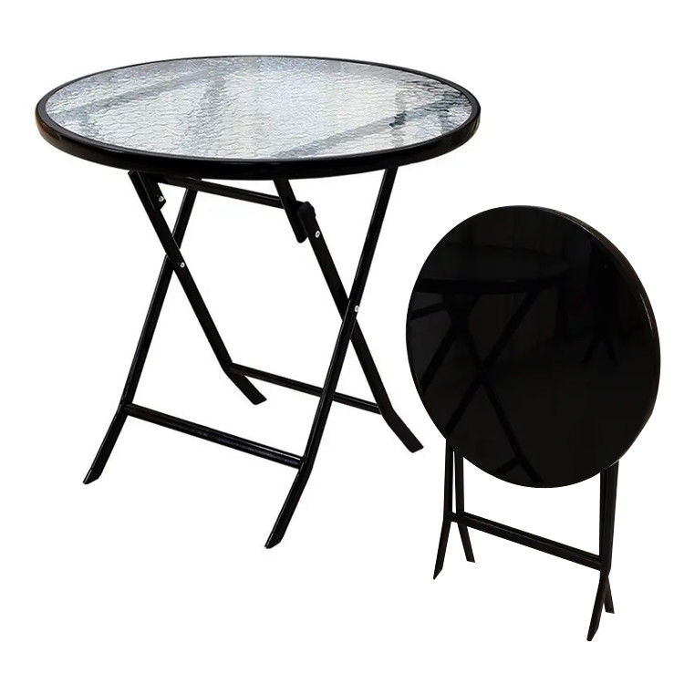 Vidro temperado metálico de mesa de jantar dobrável de café para acampamento ao ar livre Balcão jardim pátio